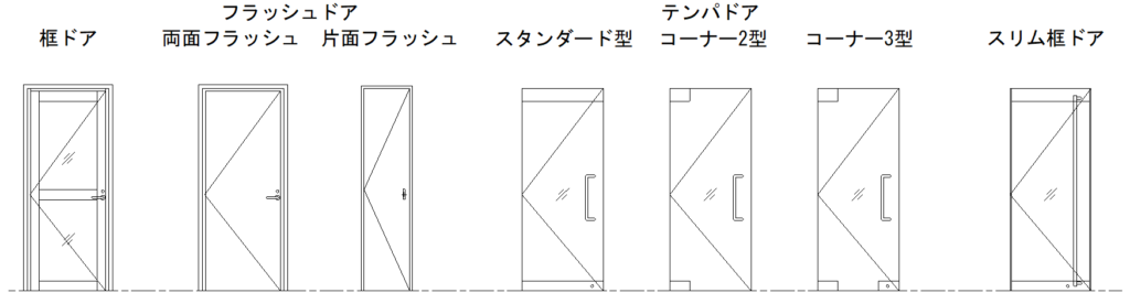 ドアの種類-框ドア、フラッシュドア、テンパドア、スリム框ドア