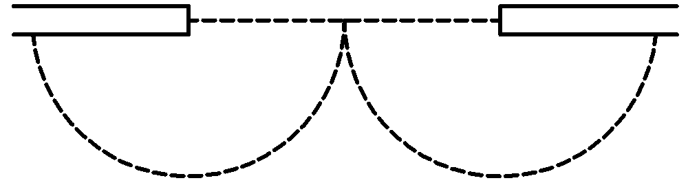 建具図面記号一覧-常時開放式防火戸（両開き180度）